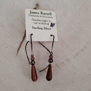 James Russell Sterling Brown Sparkle Drop Earrings